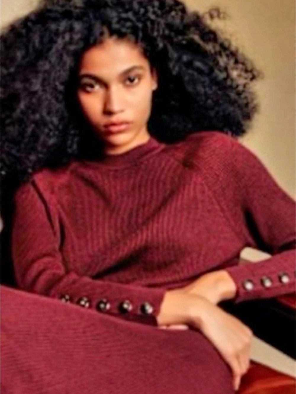 SÉZANE Sami Crew Neck Sweater in Burgundy Size Medium